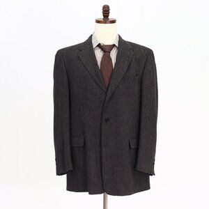 Hart Schaffner Marx 46L Brown Solid 3-Button Sport Coat Blazer Jacket B6…